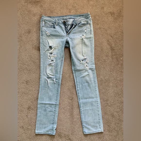American Eagle Outfitters Distressed Skinny Jeans size 10 Long - Picture 1 of 4